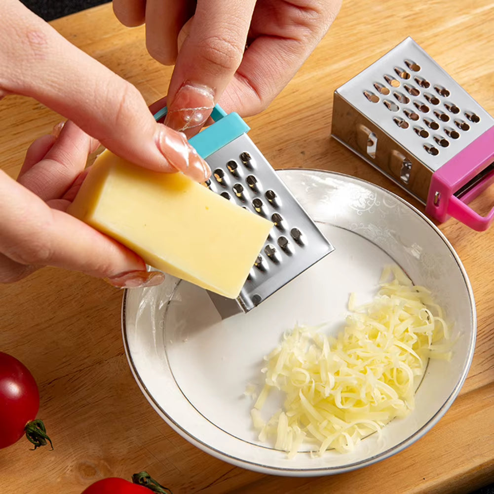 Stainless Steel Mini Four-Sided Grater Planer Non-Slip Handle Multifunctional Peel Cutter Fruit Ginger Garlic Grater Kitchen